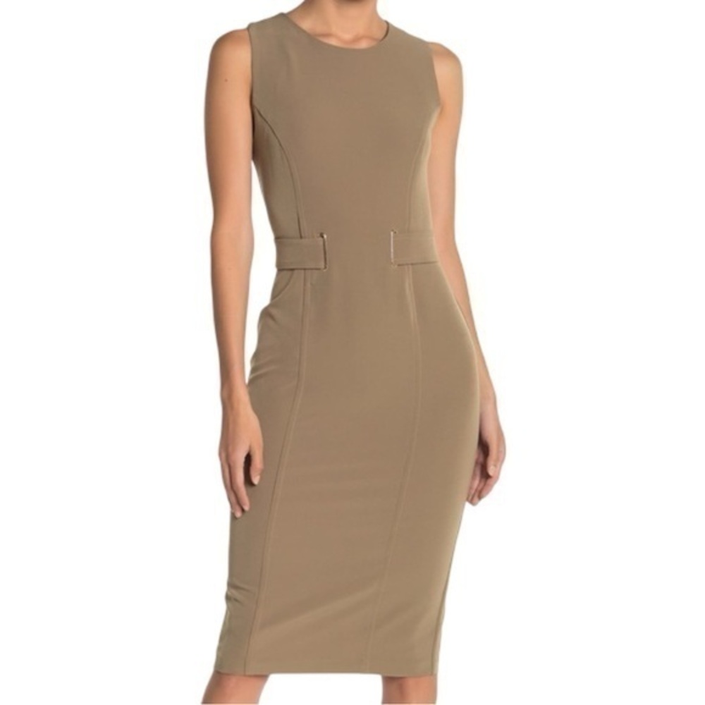 T Tahiri Sleeveless Sheath Dress Pencil Fit Belted NEW With Tags